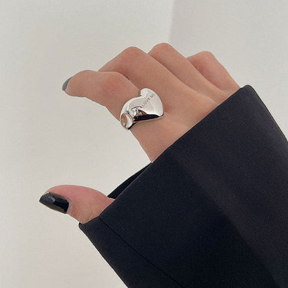 Sliver Heart Ring - Adjustable / Silver - ring