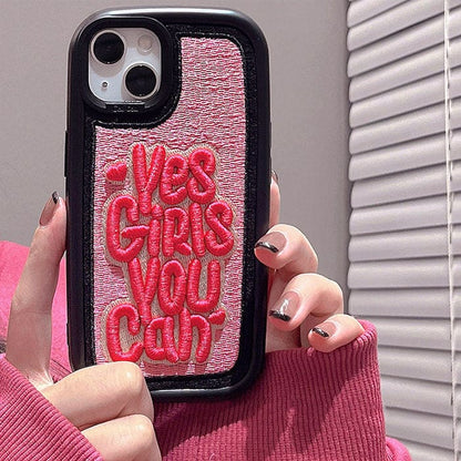 Slogan Embroidery Phone Case - IPhone Case