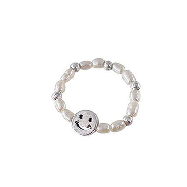 Smile Pearl Ring - Adjustable / White - ring