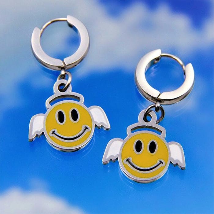 Smiley Angel Earrings - Standart / Silver/yellow - earrings