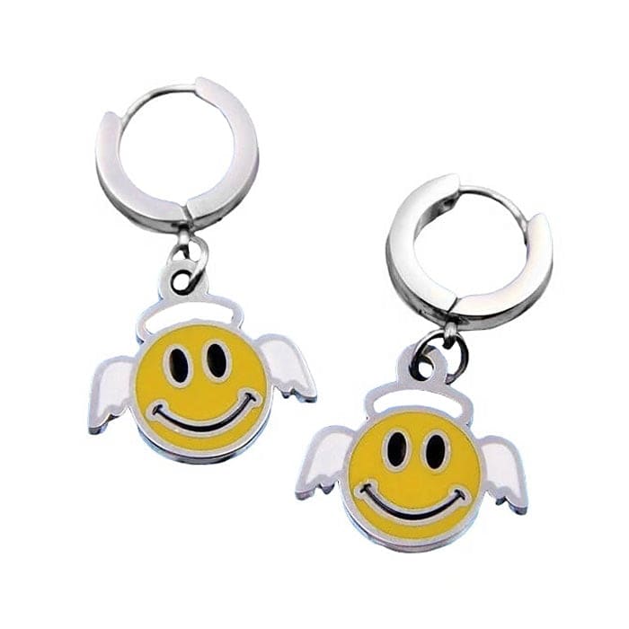 Smiley Angel Earrings - Standart / Silver/yellow - earrings