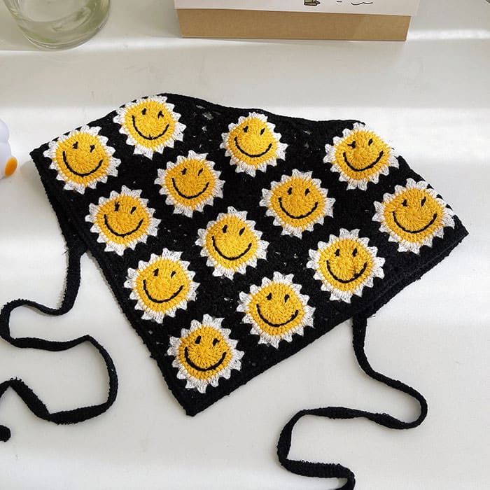 Smiley Face Crochet Bandana - Other