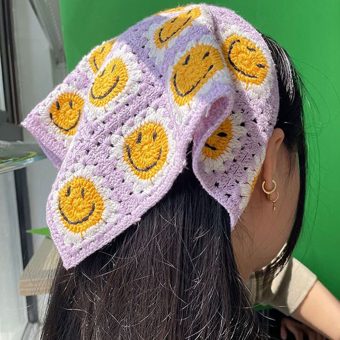 Smiley Face Crochet Bandana - Other