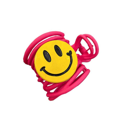 Smiley Face Hair Claw - Pink/yellow - Other