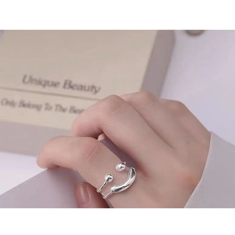 Smiley Layered Alloy Open Ring