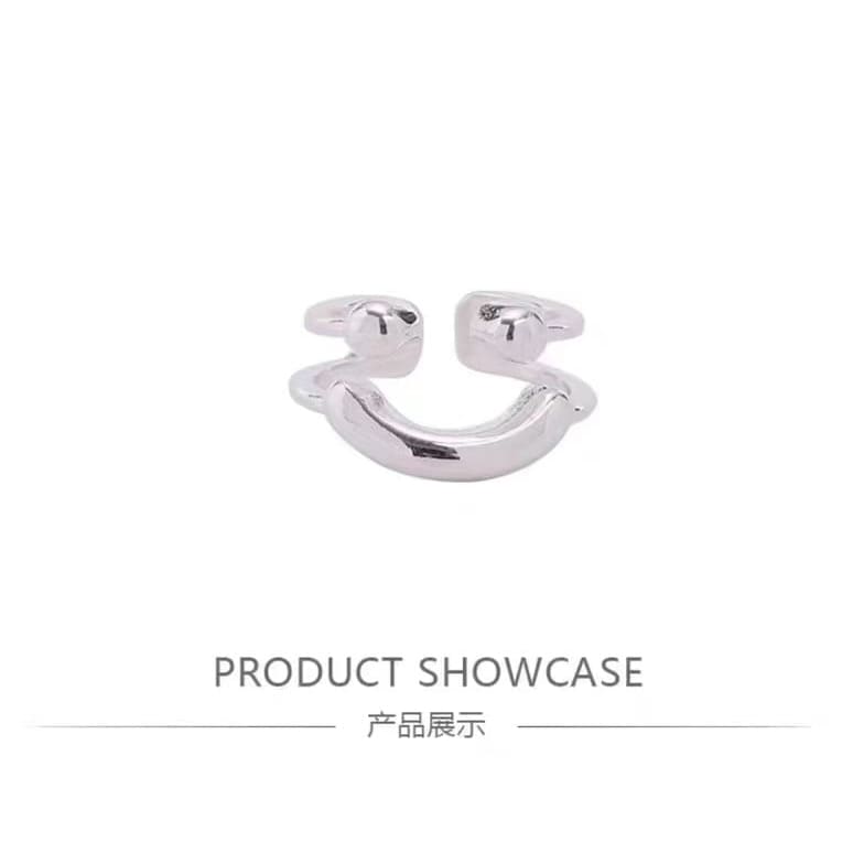 Smiley Layered Alloy Open Ring