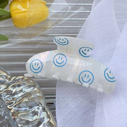 Smiling Face Hair Claw - Blue - Other