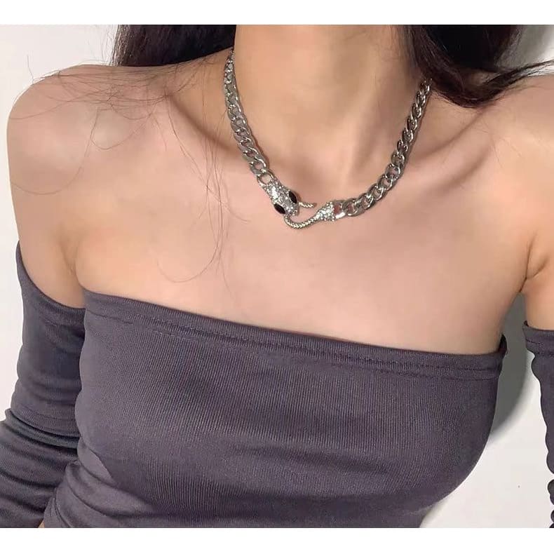 Snake Rhinestone Stainless Steel Choker