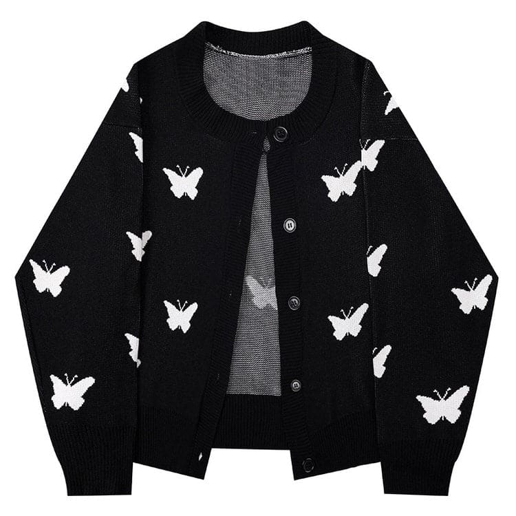 Soft Black Butterfly Cardigan - Free Size / Black - Cardigan