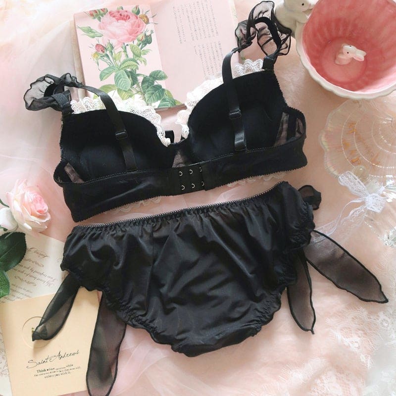 Soft Gothic Black Girly Underwear Set MK16976