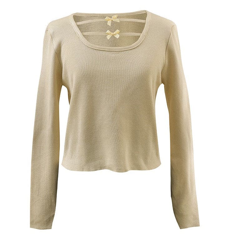 Soft Long Sleeve Top - Free Size / Beige - Tops