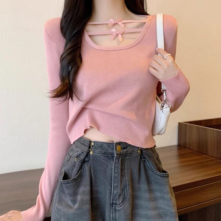 Soft Long Sleeve Top - Free Size / Pink - Tops