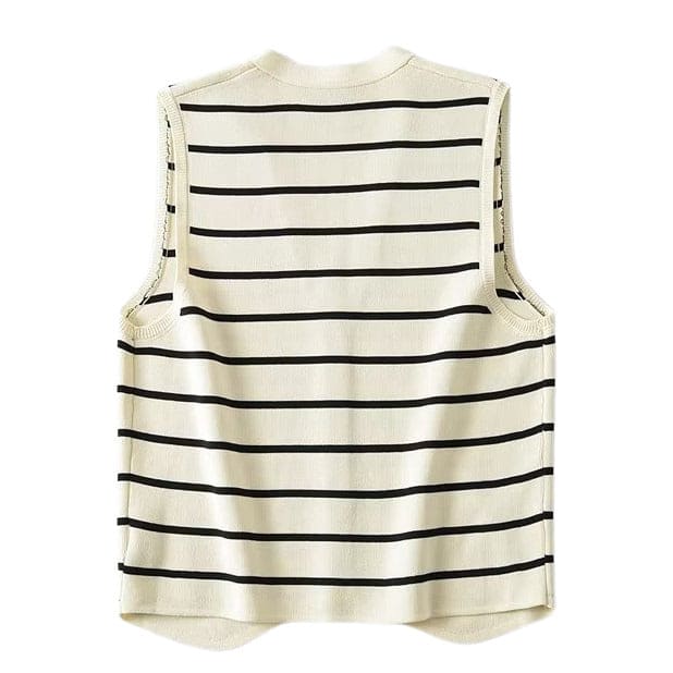 Soft Striped Button Up Vest - Vest