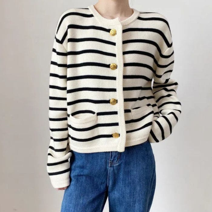 Soft Striped Cardigan - Cardigan