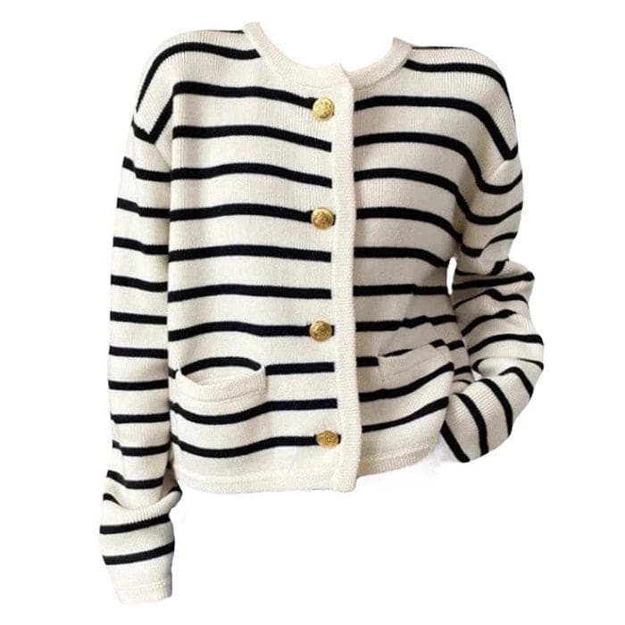 Soft Striped Cardigan - Free Size / Black/white - Cardigan