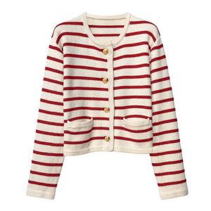 Soft Striped Cardigan - Free Size / Red - Cardigan