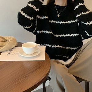 Soft Striped Sweater - Free Size / Black - Sweater