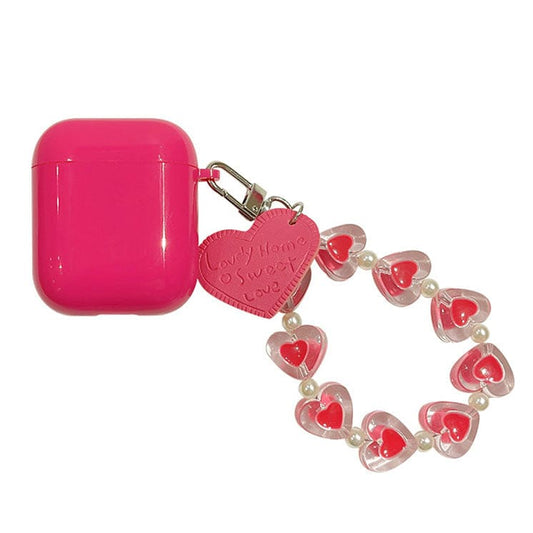 Solid Color Heart Chain AirPods Case - AirPods Case