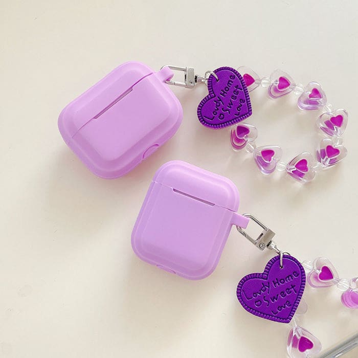 Solid Color Heart Chain AirPods Case - AirPods Case