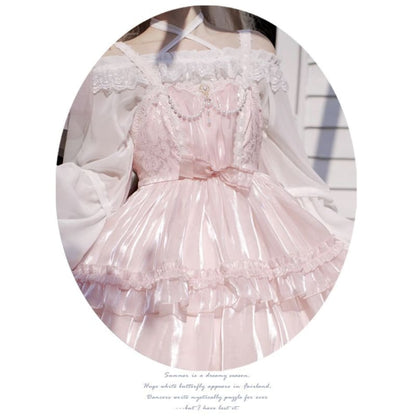 Spaghetti Strap Bow Two Tone Lolita A-Line Dress