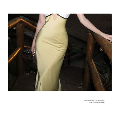 Spaghetti Strap Cutout Maxi Sheath Dress Egirldoll