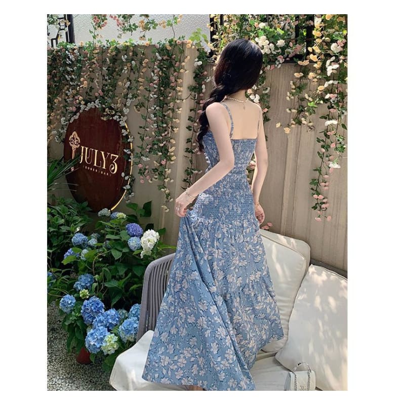 Spaghetti Strap Floral Cutout Maxi