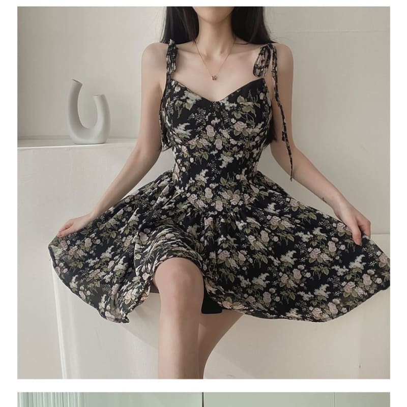 Spaghetti Strap Floral Print Dress