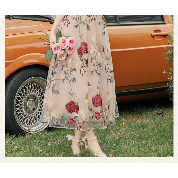 Spaghetti Strap Floral Print Maxi