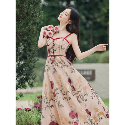 Spaghetti Strap Floral Print Maxi