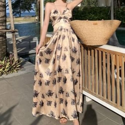 Spaghetti Strap Floral Print Maxi