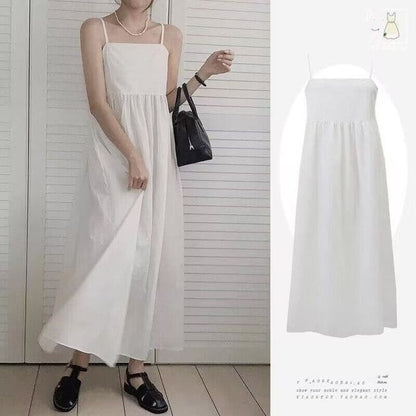 Spaghetti Strap Plain Maxi A-Line Dress