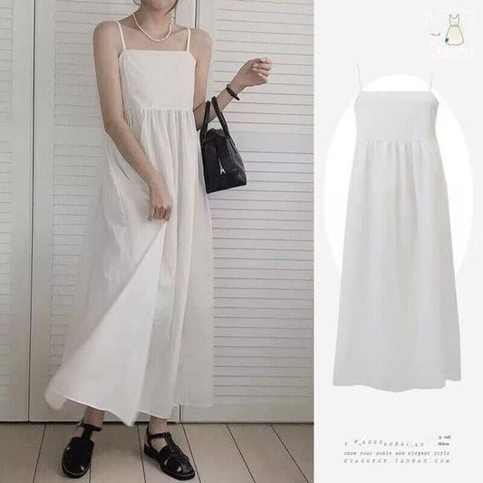 Spaghetti Strap Plain Maxi A-Line Dress