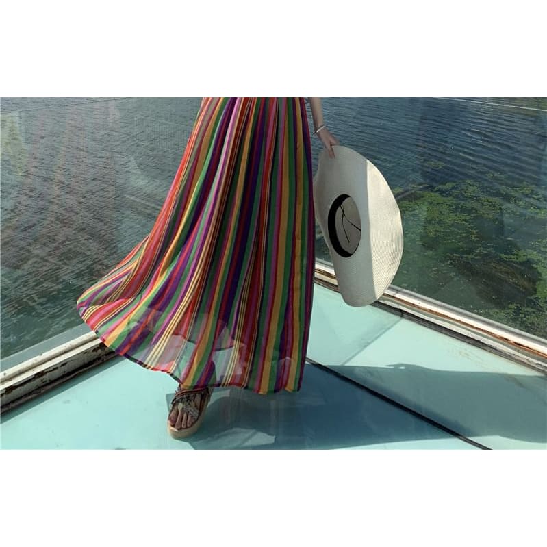 Spaghetti Strap Striped Maxi