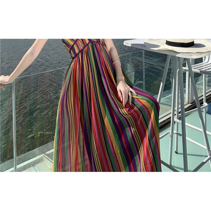 Spaghetti Strap Striped Maxi