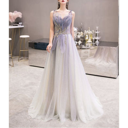 Spaghetti Strap Sweetheart Neckline Rhinestone Gradient