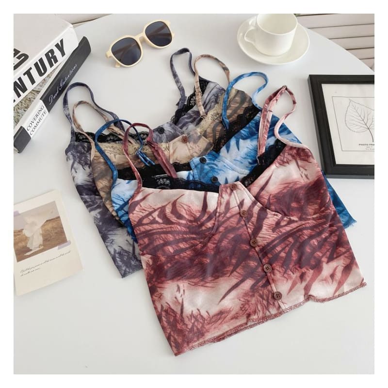 Spaghetti Strap Tie Dye Crop Bustier Top