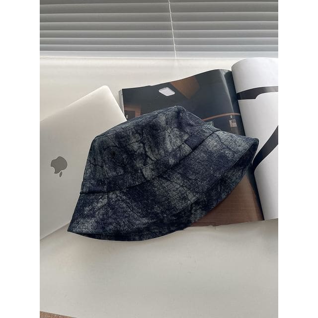 Splattered Bucket Hat - Navy Blue / One Size