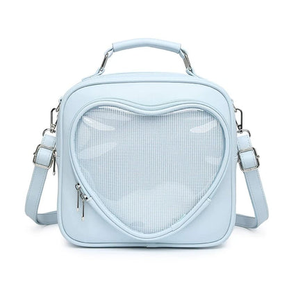 Square Heart Lattice Mini Backpack - Blue