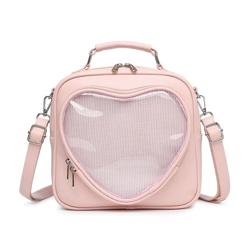 Square Heart Lattice Mini Backpack - Pink