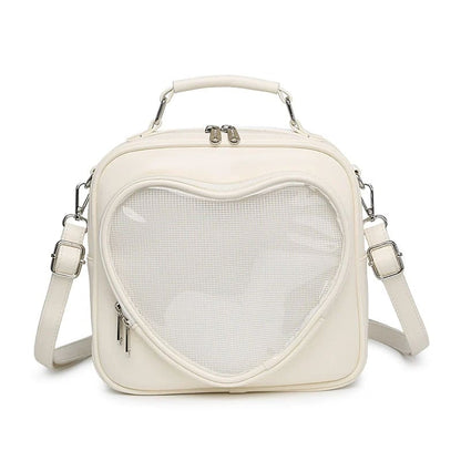 Square Heart Lattice Mini Backpack - White