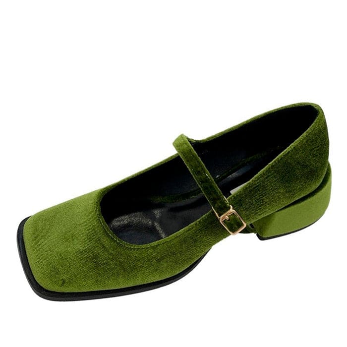 Square Mary Janes Shoes - EU35 (US5.0) / Green - Shoes