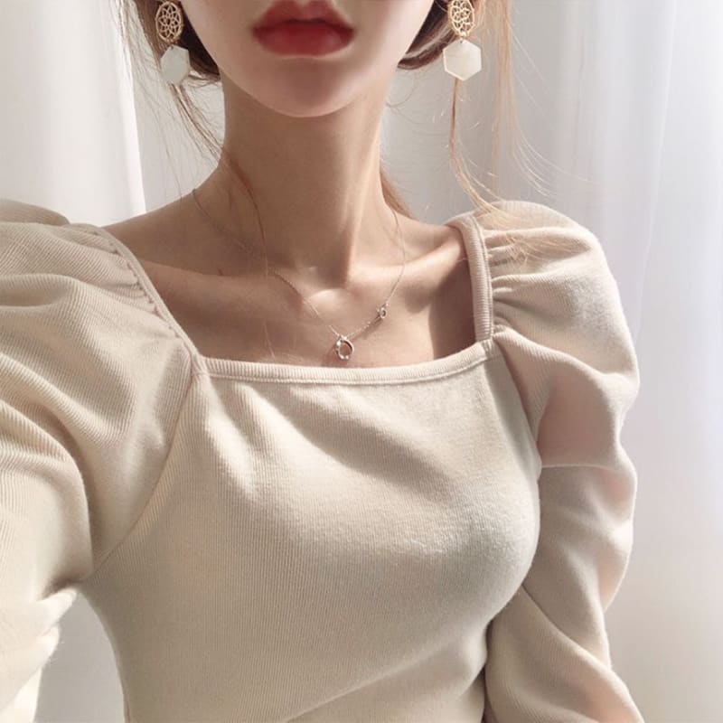 Square Neck Puff Sleeve Top