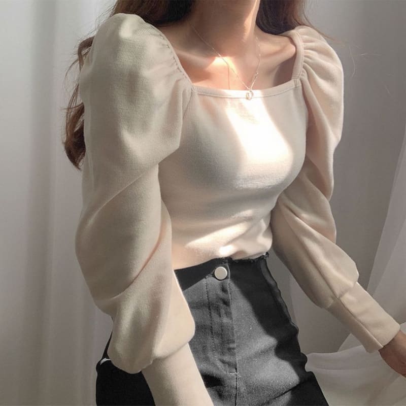 Square Neck Puff Sleeve Top