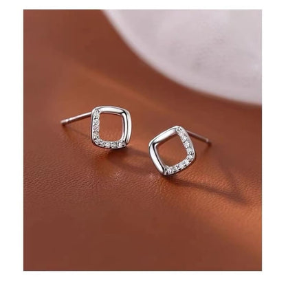 Square Rhinestone Alloy Stud Earring