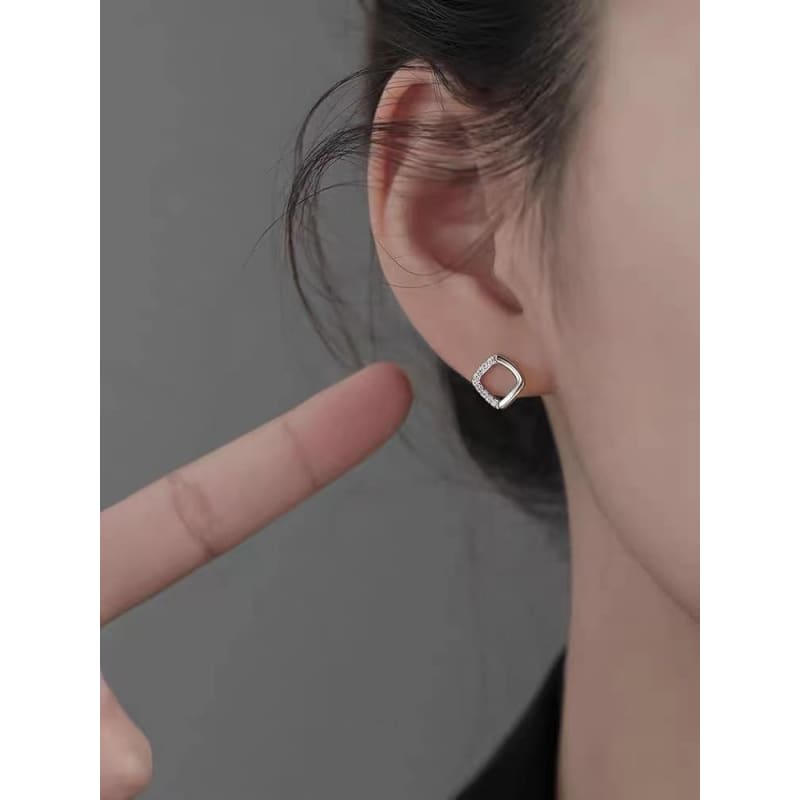 Square Rhinestone Alloy Stud Earring