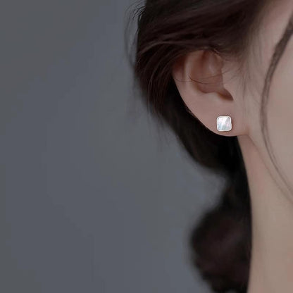 Square Shell Alloy Stud Earring