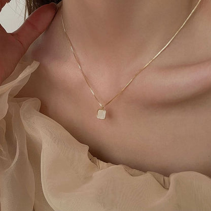 Square Shell Pendant Alloy Choker