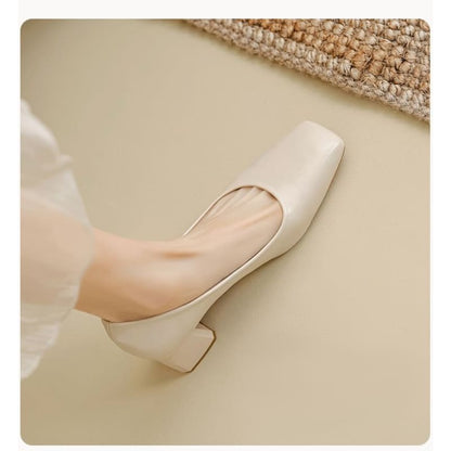 Square Toe Block Heel Pumps