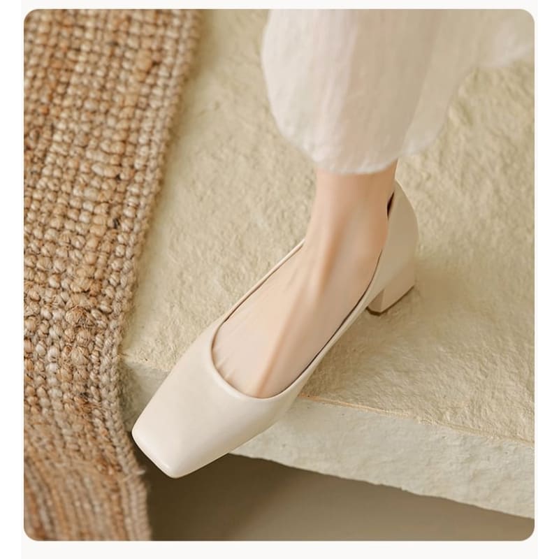 Square Toe Block Heel Pumps