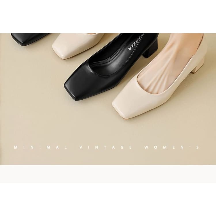 Square Toe Block Heel Pumps